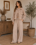 Mineral Wash Button Cropped Shacket
