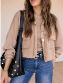 Mineral Wash Button Cropped Shacket