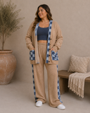Mineral Wash Checkerboard Hoodie Sweater Cardigan