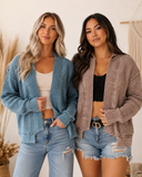 Mineral Wash Exposed Seam Patchwork Knit Open Sweater Cardigan