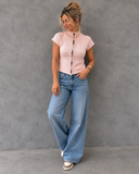 Charmed Detail Multicolor Button Mock Neck Knit Top