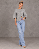 Marlowe Relaxed Knit Button-Front Half Sleeve Cardigan