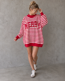 Merry & Bright Varsity Stripe Oversized Sweatshirt