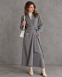 Elowen Sculpted Shoulder Belted Longline Knit Cardigan