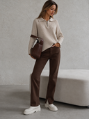 Sloane Avenue Ribbed Half-Zip Collared Sweater