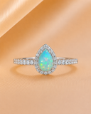 Mint Glow Teardrop Opal Ring
