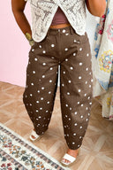 Mocha Dottie Barrel Jeans