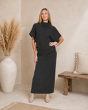 Mock Neck Shirred Sweater