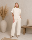 Mock Neck Shirred Sweater