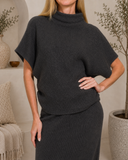 Mock Neck Shirred Sweater