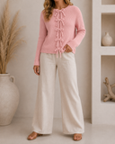 Mon Cherie Knit Bow-Front Cardigan