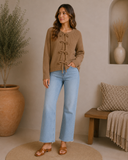 Mon Cherie Knit Bow-Front Cardigan