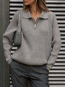Sloane Avenue Ribbed Half-Zip Collared Sweater