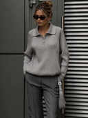 Sloane Avenue Ribbed Half-Zip Collared Sweater