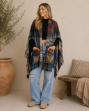 Multicolor Plaid Pocket Ruana