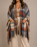 Multicolor Plaid Pocket Ruana