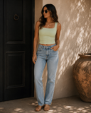 NIKIBIKI Clean Line Square Shirred Top