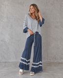 Willow Whimsy Coastal Breeze Stripe Ruffle Pant Set