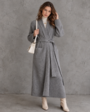 Elowen Sculpted Shoulder Belted Longline Knit Cardigan