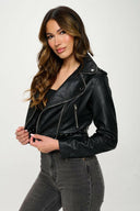 Vegan Leather Studded Moto Jacket-Jackets-Krush Kandy, Women's Online Fashion Boutique Located in Phoenix, Arizona (Scottsdale Area)