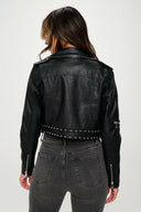 Vegan Leather Studded Moto Jacket-Jackets-Krush Kandy, Women's Online Fashion Boutique Located in Phoenix, Arizona (Scottsdale Area)