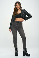 Vegan Leather Studded Moto Jacket-Jackets-Krush Kandy, Women's Online Fashion Boutique Located in Phoenix, Arizona (Scottsdale Area)