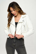 Vegan Leather Studded Moto Jacket-Jackets-Krush Kandy, Women's Online Fashion Boutique Located in Phoenix, Arizona (Scottsdale Area)