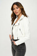 Vegan Leather Studded Moto Jacket-Jackets-Krush Kandy, Women's Online Fashion Boutique Located in Phoenix, Arizona (Scottsdale Area)