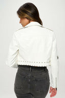 Vegan Leather Studded Moto Jacket-Jackets-Krush Kandy, Women's Online Fashion Boutique Located in Phoenix, Arizona (Scottsdale Area)