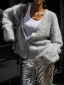 Luxe Soft Fuzzy Button Cardigan-Cardigans-Krush Kandy, Women's Online Fashion Boutique Located in Phoenix, Arizona (Scottsdale Area)