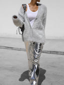 Luxe Soft Fuzzy Button Cardigan-Cardigans-Krush Kandy, Women's Online Fashion Boutique Located in Phoenix, Arizona (Scottsdale Area)
