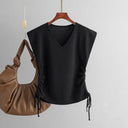 Elegant Ruched Side V-Neck Sleeveless Top-Tops-Krush Kandy, Women's Online Fashion Boutique Located in Phoenix, Arizona (Scottsdale Area)