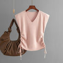 Elegant Ruched Side V-Neck Sleeveless Top-Tops-Krush Kandy, Women's Online Fashion Boutique Located in Phoenix, Arizona (Scottsdale Area)