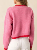 Strawberry Bliss Contrast Sweater-Sweaters-Krush Kandy, Women's Online Fashion Boutique Located in Phoenix, Arizona (Scottsdale Area)