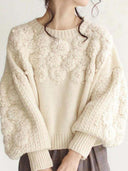 Neutral Floral Ribbed Sweater-Sweaters-Krush Kandy, Women's Online Fashion Boutique Located in Phoenix, Arizona (Scottsdale Area)