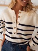 Warm Wishes Stripe Long Sleeve Sweater-Sweaters-Krush Kandy, Women's Online Fashion Boutique Located in Phoenix, Arizona (Scottsdale Area)