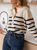 Warm Wishes Stripe Long Sleeve Sweater-Sweaters-Krush Kandy, Women's Online Fashion Boutique Located in Phoenix, Arizona (Scottsdale Area)