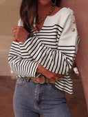 Warm Wishes Stripe V-Neck Long Sleeve Sweater-Sweaters-Krush Kandy, Women's Online Fashion Boutique Located in Phoenix, Arizona (Scottsdale Area)