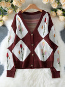 Twilight Flora Harlequin Button Cardigan-Cardigan-Krush Kandy, Women's Online Fashion Boutique Located in Phoenix, Arizona (Scottsdale Area)