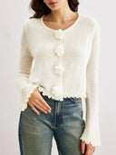 Cute As A Button Rose Ruffle Cardigan-Cardigans-Krush Kandy, Women's Online Fashion Boutique Located in Phoenix, Arizona (Scottsdale Area)