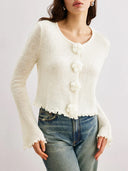 Cute As A Button Rose Ruffle Cardigan-Cardigans-Krush Kandy, Women's Online Fashion Boutique Located in Phoenix, Arizona (Scottsdale Area)