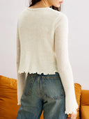 Cute As A Button Rose Ruffle Cardigan-Cardigans-Krush Kandy, Women's Online Fashion Boutique Located in Phoenix, Arizona (Scottsdale Area)