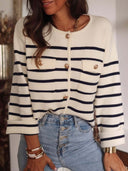 Luxurious Stripe Button Cardigan-Cardigan-Krush Kandy, Women's Online Fashion Boutique Located in Phoenix, Arizona (Scottsdale Area)