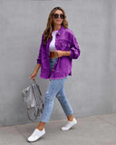 Frayed Denim Pocket Shirt Jacket-Jackets-Krush Kandy, Women's Online Fashion Boutique Located in Phoenix, Arizona (Scottsdale Area)