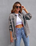 Frayed Denim Pocket Shirt Jacket-Jackets-Krush Kandy, Women's Online Fashion Boutique Located in Phoenix, Arizona (Scottsdale Area)
