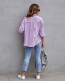 Frayed Denim Pocket Shirt Jacket-Jackets-Krush Kandy, Women's Online Fashion Boutique Located in Phoenix, Arizona (Scottsdale Area)