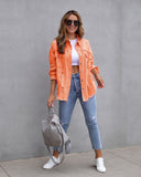 Frayed Denim Pocket Shirt Jacket-Jackets-Krush Kandy, Women's Online Fashion Boutique Located in Phoenix, Arizona (Scottsdale Area)