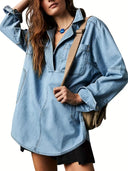 Rodeo Muse Denim Long Sleeve Top-Long Sleeve Tops-Krush Kandy, Women's Online Fashion Boutique Located in Phoenix, Arizona (Scottsdale Area)