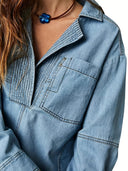Rodeo Muse Denim Long Sleeve Top-Long Sleeve Tops-Krush Kandy, Women's Online Fashion Boutique Located in Phoenix, Arizona (Scottsdale Area)
