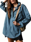 Rodeo Muse Denim Long Sleeve Top-Long Sleeve Tops-Krush Kandy, Women's Online Fashion Boutique Located in Phoenix, Arizona (Scottsdale Area)